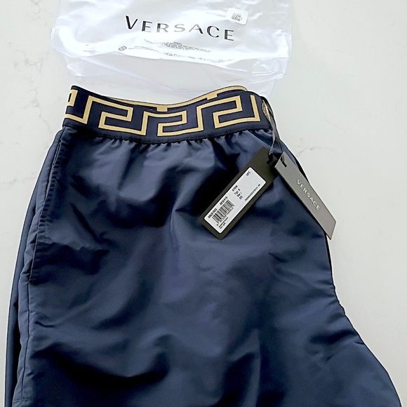 NWT Versace Greca Border Medusa Dark Blue/Gold Swim Shorts Bathing Suit Si… - Picture 7 of 7